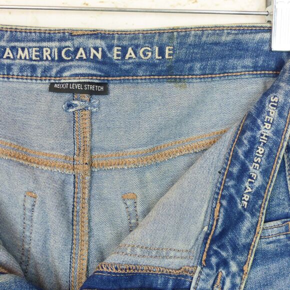 American Eagle AE Next Level Super High-Waisted Flare Jean Women 6 Short Utility - Picture 6 of 16